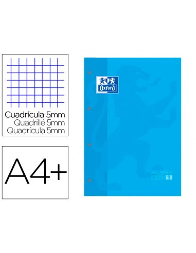 Recambio Color 1 Oxford Din A4+ 80 Hojas 90 Gr Cuadro 5 Mm 4 Taladros Color Turquesa