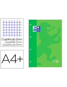 Recambio Color 1 Oxford Din A4+ 80 Hojas 90 Gr Cuadro 5 Mm 4 Taladros Color Verde Manzana