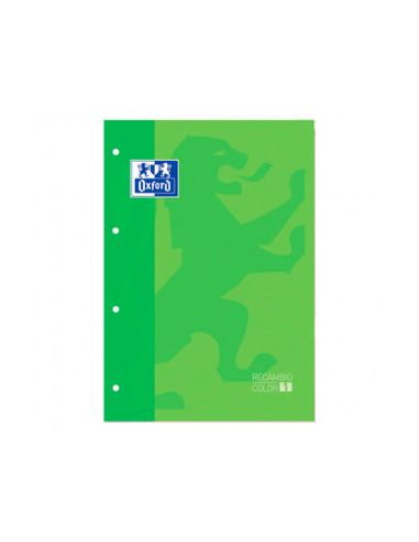 Recambio Color 1 Oxford Din A4+ 80 Hojas 90 Gr Cuadro 5 Mm 4 Taladros Color Verde Manzana