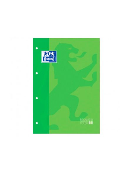 Recambio Color 1 Oxford Din A4+ 80 Hojas 90 Gr Cuadro 5 Mm 4 Taladros Color Verde Manzana