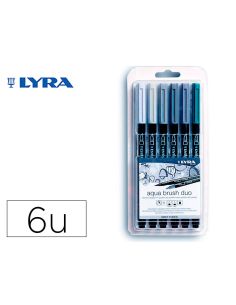 Rotulador Lyra Aqua Brush Acuarelable Doble Punta Y Pincel Tonos Grises Blister De 6 Unidades Surtidas