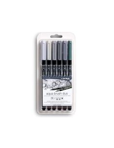 Rotulador Lyra Aqua Brush Acuarelable Doble Punta Y Pincel Tonos Grises Blister De 6 Unidades Surtidas 2