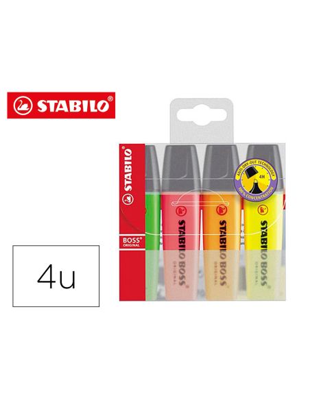 Rotulador Stabilo Boss Fluorescente 70 Estuche De 4 Unidades Colores Surtidos