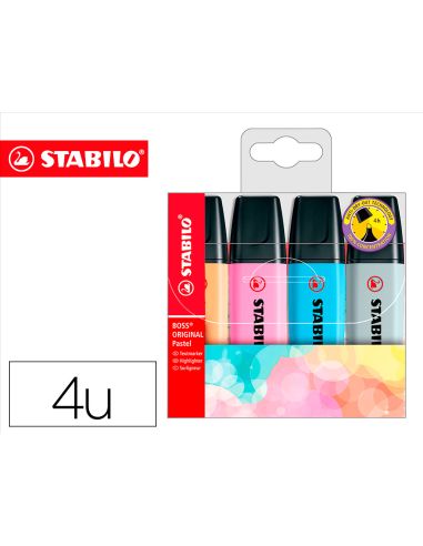 Rotulador Stabilo Boss Fluorescente 70 Pastel Estuche De 4 Unidades Colores Surtidos