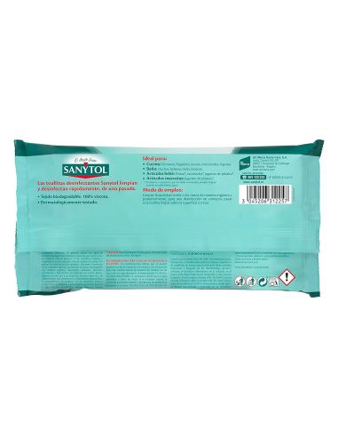 Toallita Desinfectante Sanytol Biodegradable Paquete De 30 Unidades