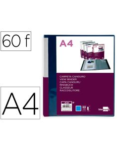 Carpeta Liderpapel 60 Fundas Canguro Pp Din A4 Azul Translucido Portada Y Lomo Personalizable
