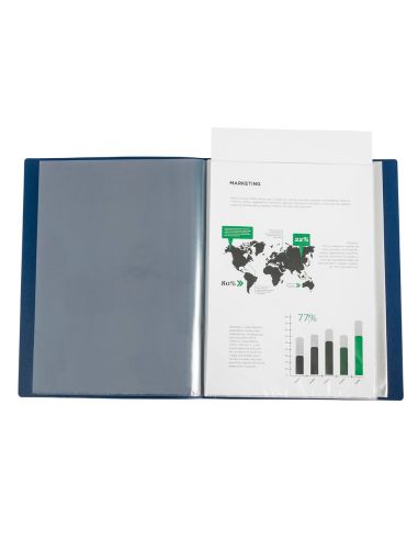 Carpeta Liderpapel 60 Fundas Canguro Pp Din A4 Azul Translucido Portada Y Lomo Personalizable