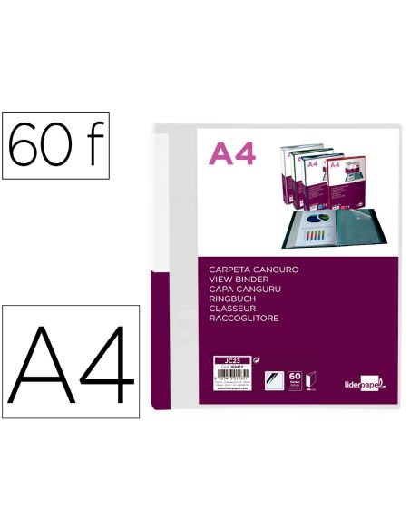 Carpeta Liderpapel 60 Fundas Canguro Pp Din A4 Transparenteportada Y Lomo Personalizable