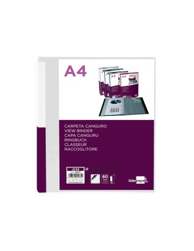 Carpeta Liderpapel 60 Fundas Canguro Pp Din A4 Transparenteportada Y Lomo Personalizable