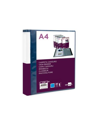 Carpeta Liderpapel 80 Fundas Canguro Pp Din A4 Azul Translucido Portada Y Lomo Personalizable