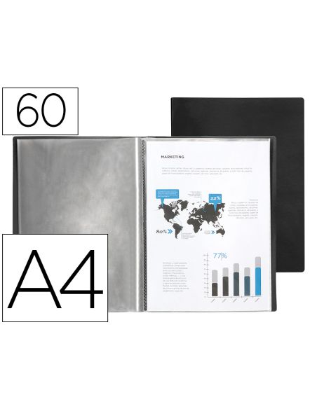 Carpeta Liderpapel Escaparate 60 Fundas Polipropileno Din A4 Negro Opaco