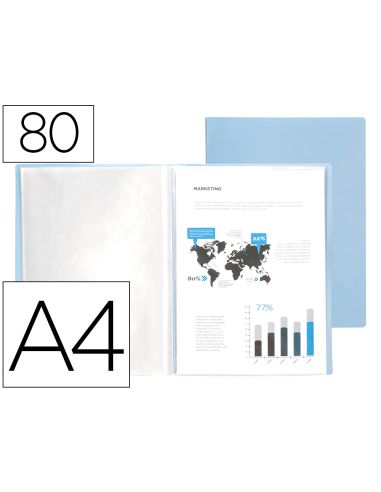 Carpeta Liderpapel Escaparate 80 Fundas Polipropileno Din A4 Celeste Opaco