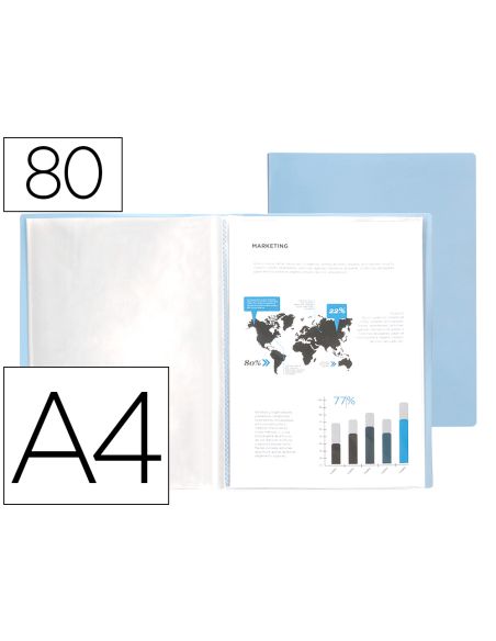 Carpeta Liderpapel Escaparate 80 Fundas Polipropileno Din A4 Celeste Opaco
