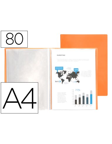 Carpeta Liderpapel Escaparate 80 Fundas Polipropileno Din A4 Naranja Fluor Opaco