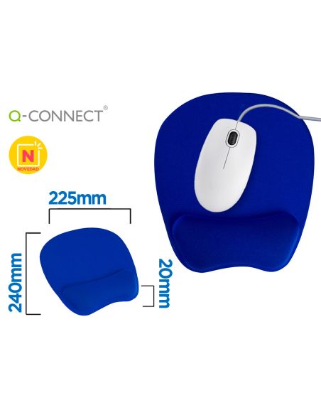 Alfombrilla Para Raton Q-Connect Con Reposamuñecas Ergonomica De Gel Color Azul 225X240X20 Mm