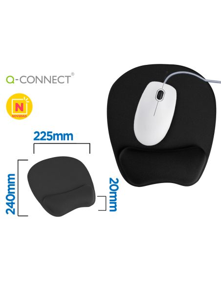 Alfombrilla Para Raton Q-Connect Con Reposamuñecas Ergonomica De Gel Color Negro 225X240X20 Mm
