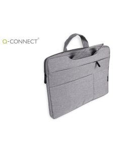 Funda Para Portatil Q-Connect 15,6" Con Asas Retractiles Cremallera 3 Bolsillos Exteriores Gris