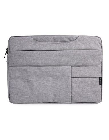 Funda Para Portatil Q-Connect 15,6" Con Asas Retractiles Cremallera 3 Bolsillos Exteriores Gris