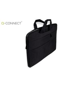 Funda Para Portatil Q-Connect 15,6" Con Asas Retractiles Cremallera 3 Bolsillos Exteriores Negro