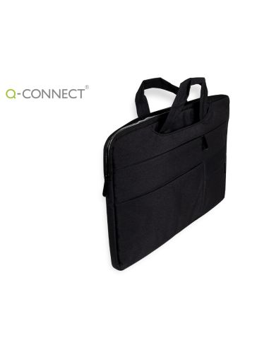 Funda Para Portatil Q-Connect 15,6" Con Asas Retractiles Cremallera 3 Bolsillos Exteriores Negro