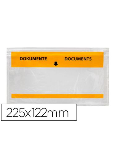 Sobre Autoadhesivo Q-Connect Portadocumentos Multilingue 225X122 Mm Ventana Totalmente Transparente Paquete De 1000