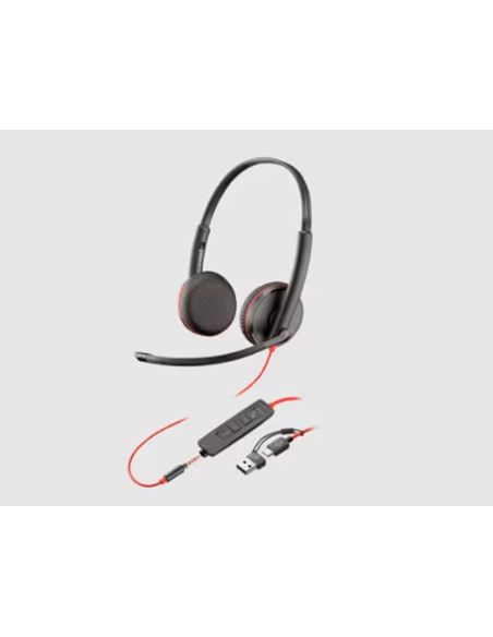 Auricular Plantronics Blackwire 3320 Diadema Cable Usb-C/A Con Microfono Cert. Microsoft Teams