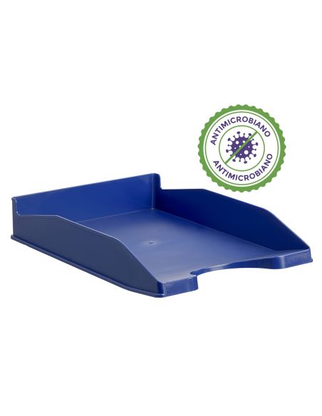 Bandeja Sobremesa Archivo 2000 Antimicrobiana Plastico Apilable 3 Posiciones Din A4 Y Folio Azul 345X255X60 Mm