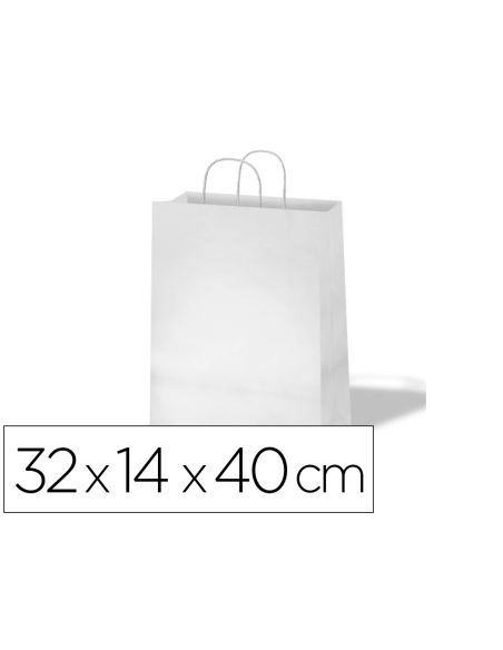 Bolsa Kraft Basika Celulosa Blanco 90 Gr Asa Retorcida Tamaño "L" 320X140X400 Mm