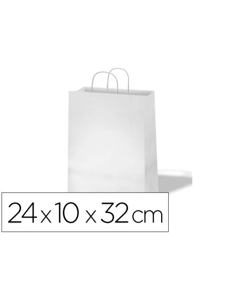 Bolsa Kraft Basika Celulosa Blanco 90 Gr Asa Retorcida Tamaño "S" 240X100X320 Mm