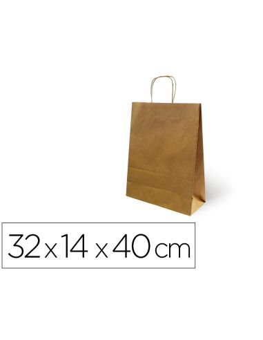 Bolsa Kraft Basika Natural Reciclado 90 Gr Asa Retorcida Tamaño "L" 320X140X400 Mm