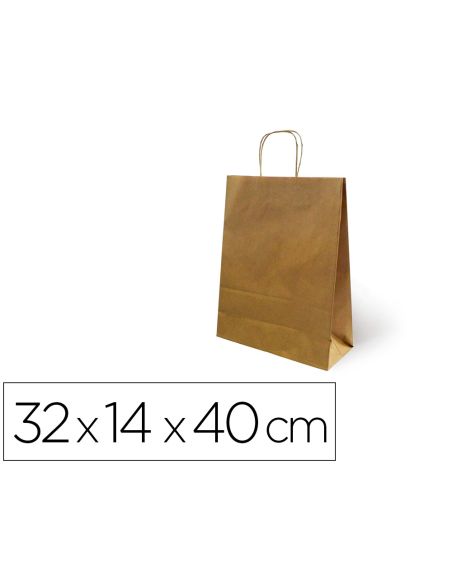 Bolsa Kraft Basika Natural Reciclado 90 Gr Asa Retorcida Tamaño "L" 320X140X400 Mm
