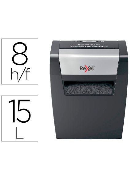 Destructora De Documentos Rexel Momentum X308 Capacidad De Corte 8 Hojas Destruye Grapas Y Clips 15 Litros