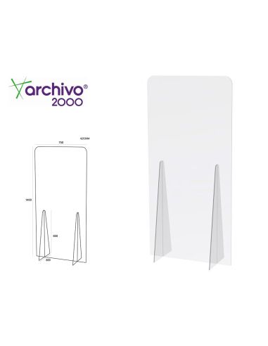 Pantalla De Proteccion Archivo 2000 De Pie Metacrilato Transparente 750X1400 Mm