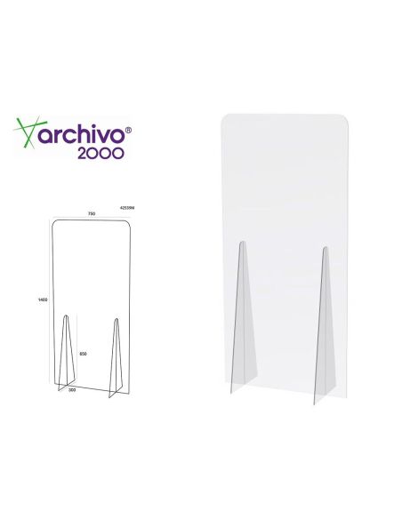 Pantalla De Proteccion Archivo 2000 De Pie Metacrilato Transparente 750X1400 Mm
