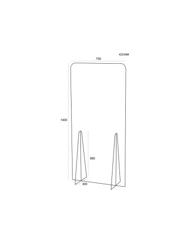Pantalla De Proteccion Archivo 2000 De Pie Metacrilato Transparente 750X1400 Mm