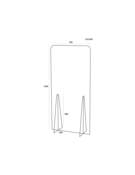 Pantalla De Proteccion Archivo 2000 De Pie Metacrilato Transparente 750X1400 Mm