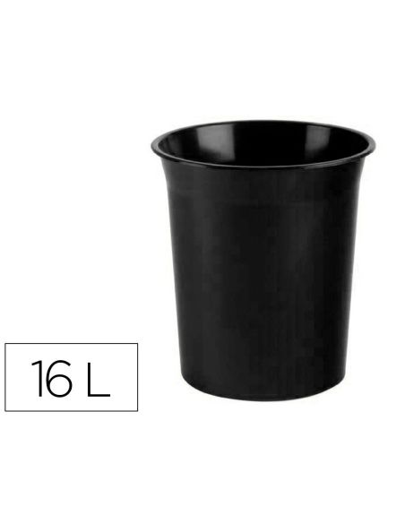 Papelera Plastico Archivo 2000 Antimicrobiana Sanitized Plastico Negro 18 Litros 290X310 Mm