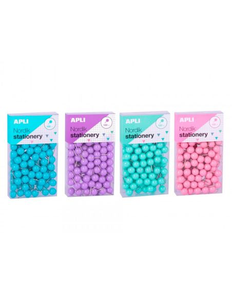 Aguja Señalizadora Apli Redonda Nordik 9 X 20 Mm Color Pastel Surtidos Caja De 100 Unidades