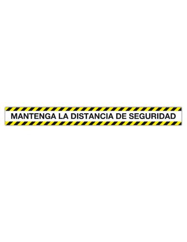 Cinta De Señalizacion Adhesiva Apli Mantenga La Distancia 100 X 10 Cm