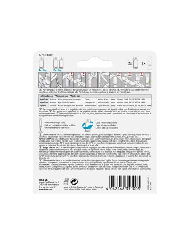 Clavo Autoadhesivo Tesa Sujecion Hasta 2 Kg Uso Azulejos Removible Blister De 2 Unidades