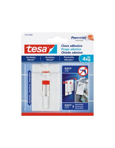 Clavo Autoadhesivo Tesa Sujecion Hasta 4 Kg Uso Azulejos Removible Blister De 2 Unidades