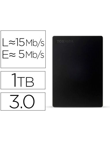 Disco Duro Externo Toshiba Canvio Slim Hdd 2,50" 5.000 Mbit/S Usb 3.0 1 Tb Color Negro