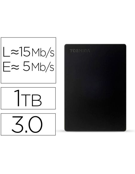 Disco Duro Externo Toshiba Canvio Slim Hdd 2,50" 5.000 Mbit/S Usb 3.0 1 Tb Color Negro