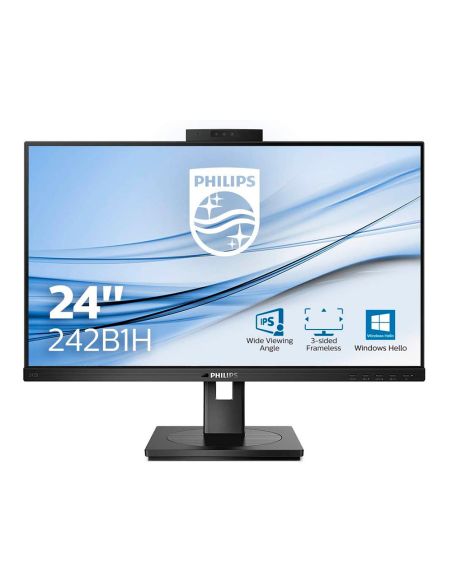 Monitor Philips 242B1H 23,8" 16:9 Ips 1.920 Px Regulable En Altura Con Camara Web-Cam Integrada Color Negro