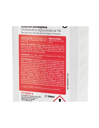 Solucion Antiseptica Clorhexidina Desinclor 1% Bote De 500 Ml