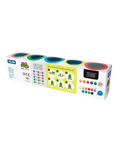 Pasta Milan Para Modelar Soft Dough Neon Caja De 5 Botes Colores Surtidos 142 G