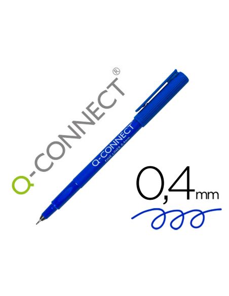Rotulador Q-Connect Punta De Fibra Fine Liner Azul 0,4 Mm