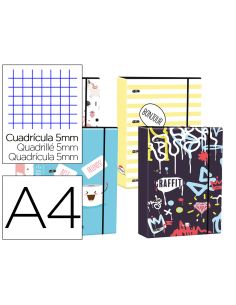 Carpeta Liderpapel Din A4 Forrada Con Recambio 120 Hojas 80Gr 5 Mm 4 Anillas Redondas 40 Mm Cierre Goma