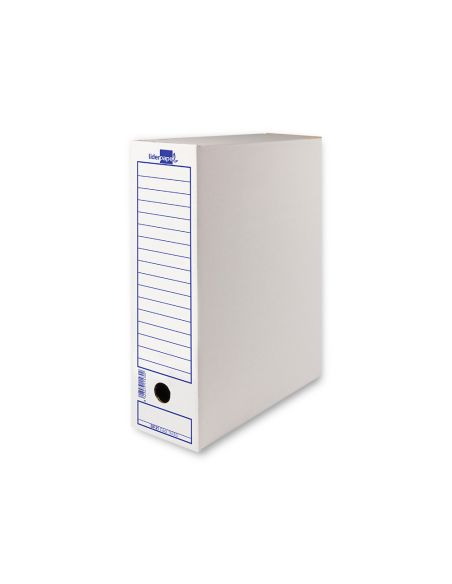 Caja Archivo Definitivo Liderpapel Folio Carton Reciclado 400G/M2 Lomo 100 Mm Blanco 365X100X251 Mm