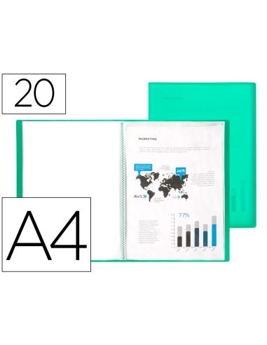 Carpeta Liderpapel Escaparate 20 Fundas Polipropileno Din A4 Verde Translucido